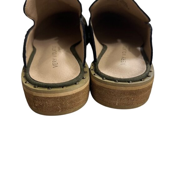 Very Volatile  Green & Black Atwood Calf Hair Slip On Slide Loafer Mules Size 7 - Picture 7 of 11